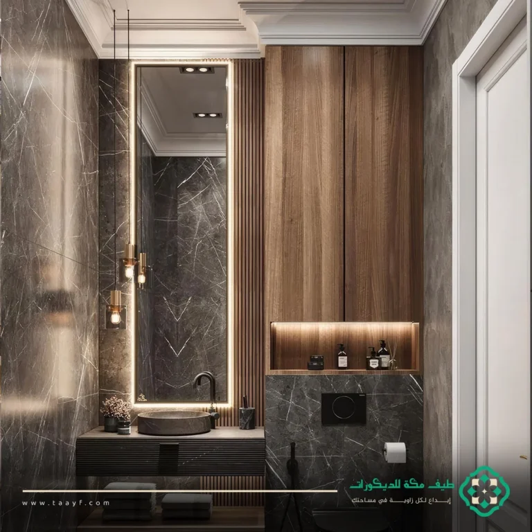 نركيب مرايا حمامات مع خشب